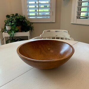 Vintage Wooden Salad/Fruit/Bread Bowl with Beautiful Unique Wood Grain Pattern